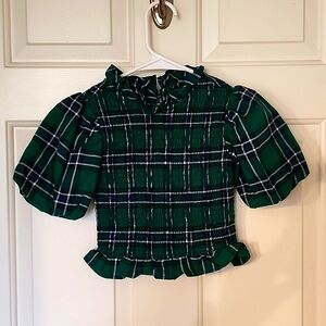 Janie and Jack Girl Ferry Green Tartan